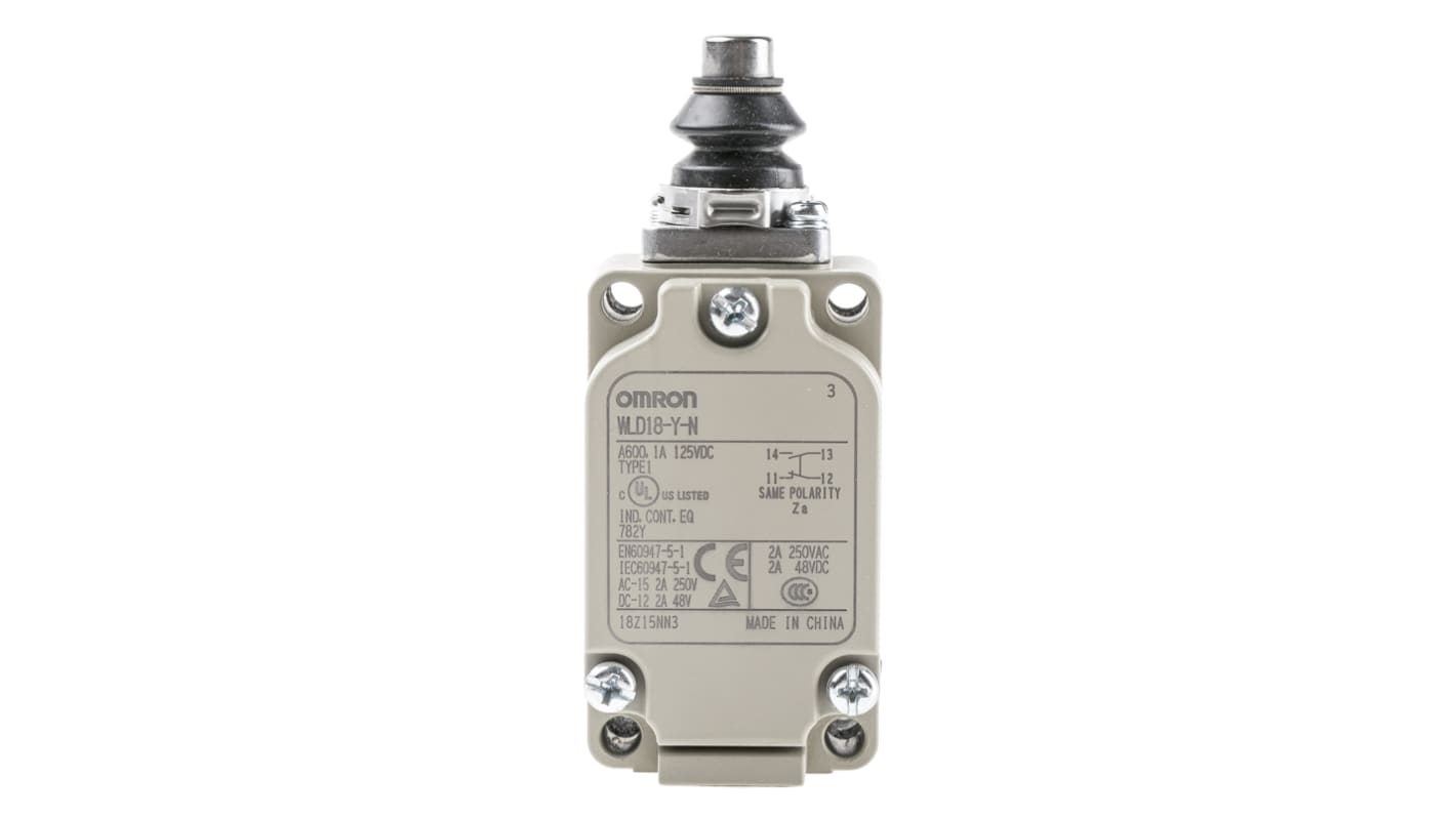 Omron WL Series Plunger Limit Switch, NO/NC, IP67, SPST, 500V ac Max, 10A Max