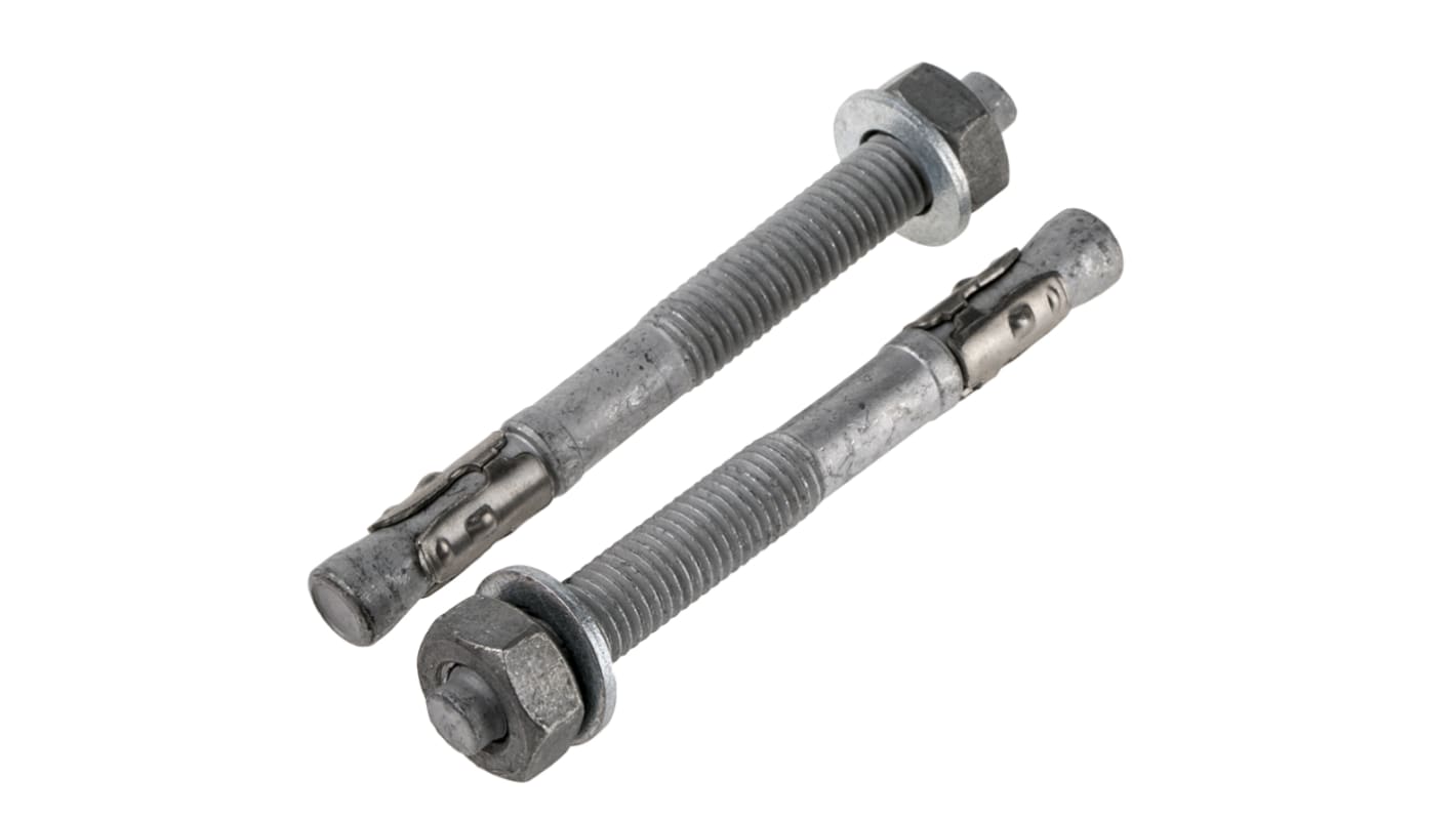 RS PRO Carbon Steel Anchor Bolt M10 x 100mm, 10mm Fixing Hole