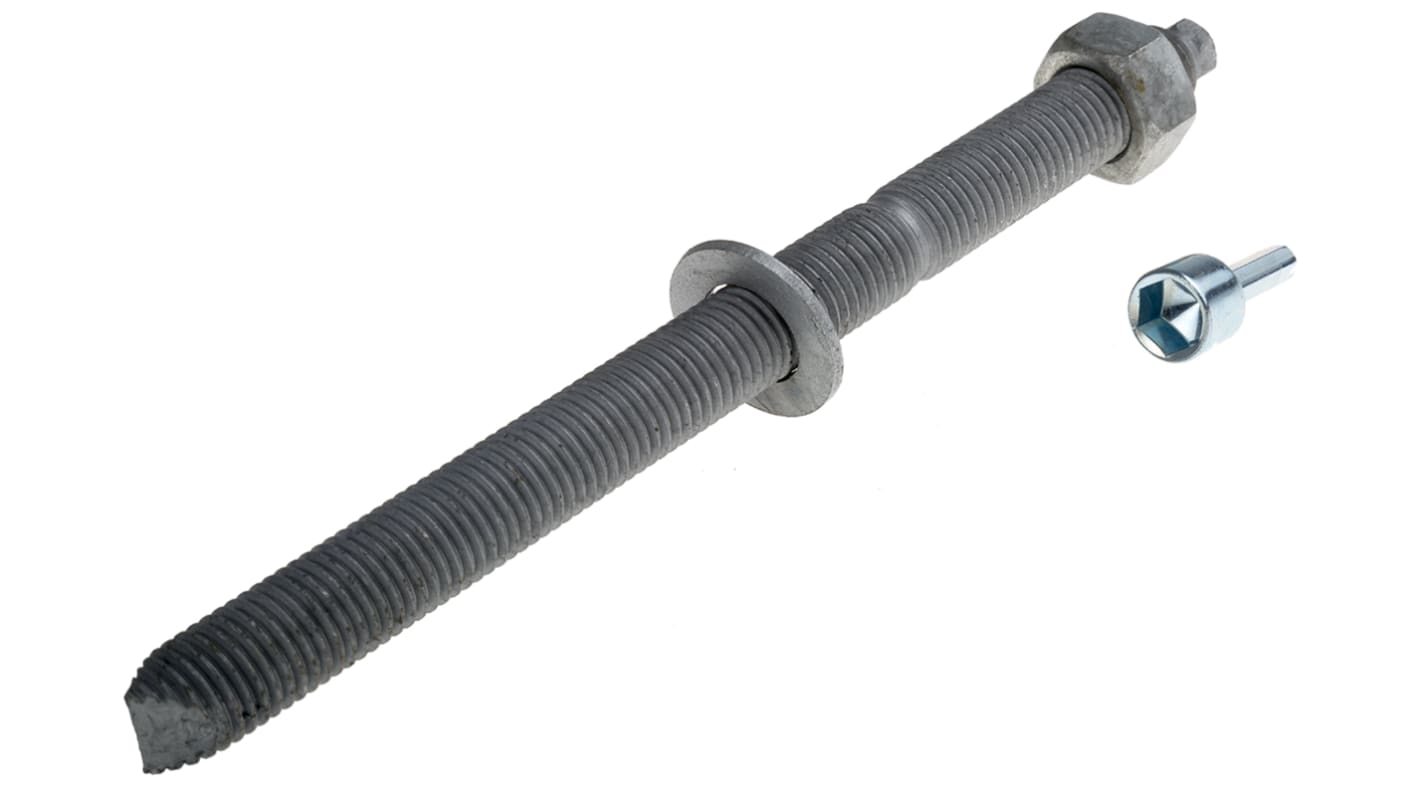 RS PRO Carbon Steel Anchor Bolt M20 x 260mm, 22mm Fixing Hole