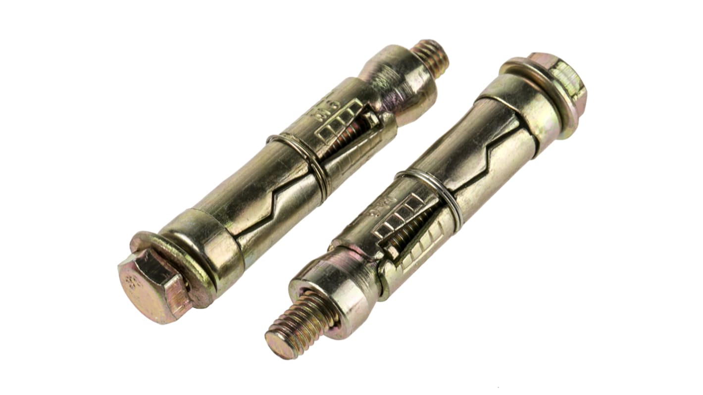 RS PRO Carbon Steel Shield Anchor Loose Bolt M6 x 45mm, 12mm Fixing Hole