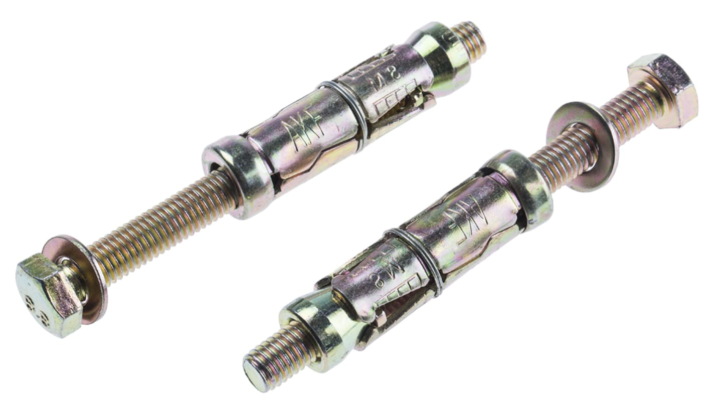 RS PRO Carbon Steel Shield Anchor Loose Bolt M8 x 50mm, 14mm Fixing Hole