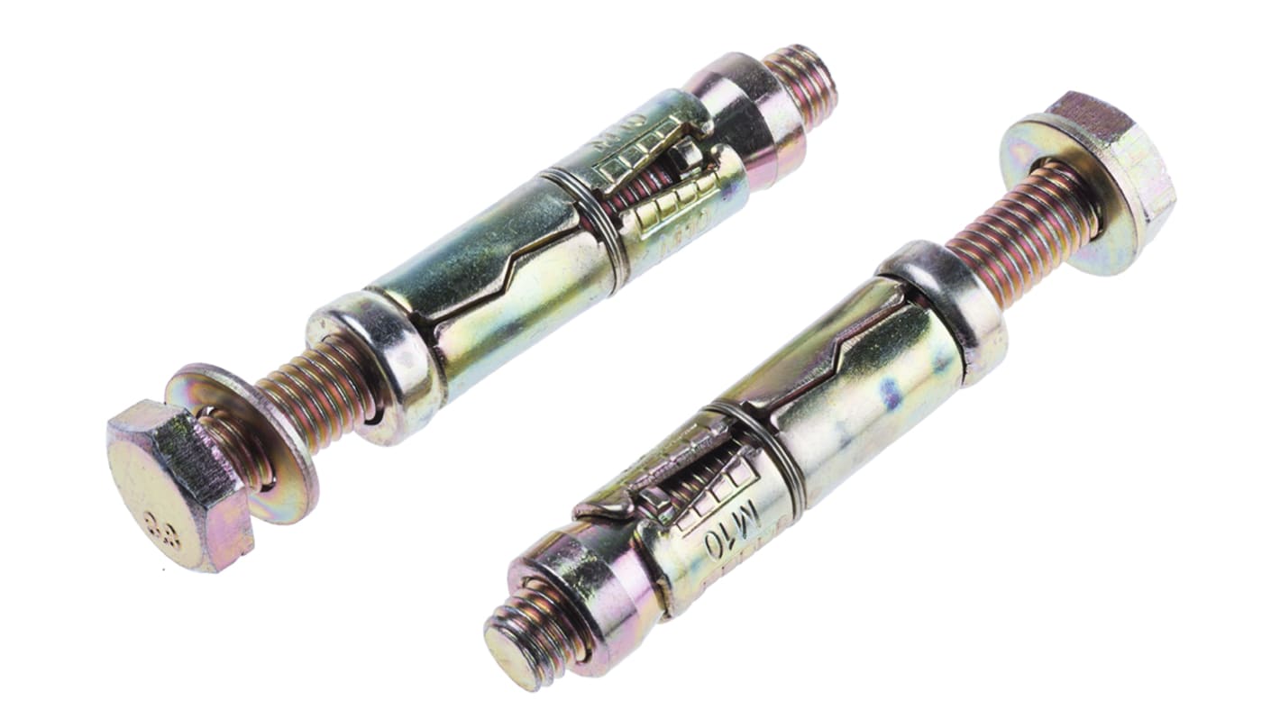 RS PRO Loser Bolzenanker mit Mantel M10, Ø 16mm x 60mm Stärke 25mm max. Stahl