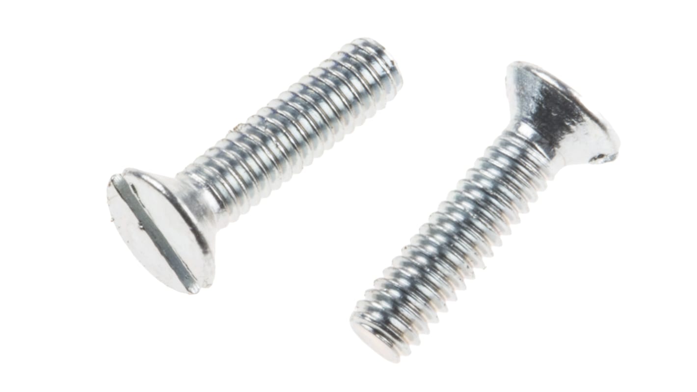 RS PRO Slot Countersunk Steel Machine Screw DIN 963, M2.5x10.0mm