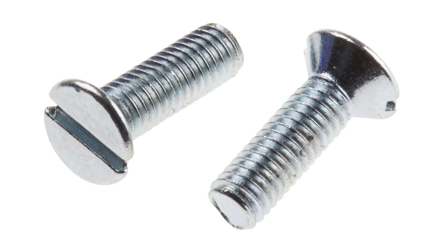 RS PRO Slot Countersunk Steel Machine Screws DIN 963, M3x10mm