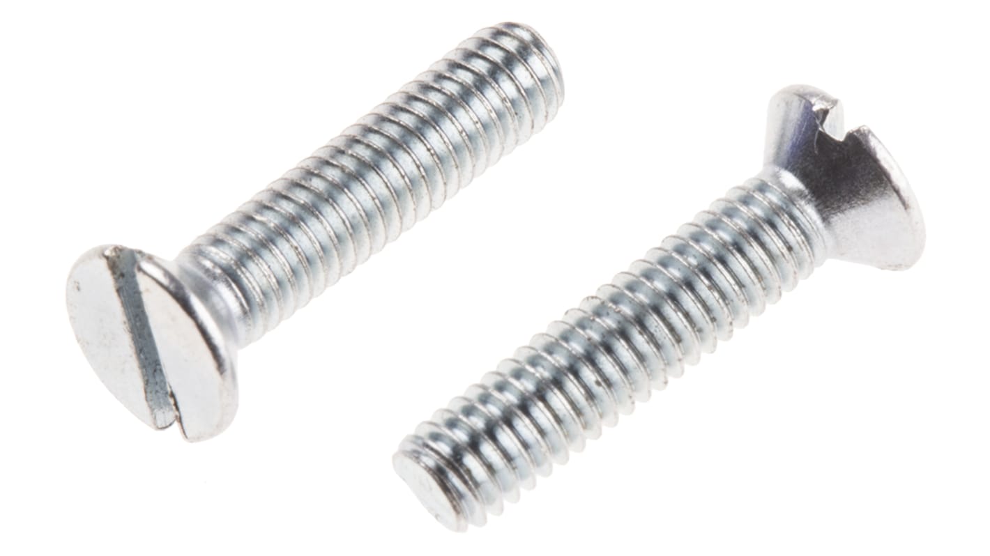 RS PRO Slot Countersunk Steel Machine Screws DIN 963, M3.5x16.0mm