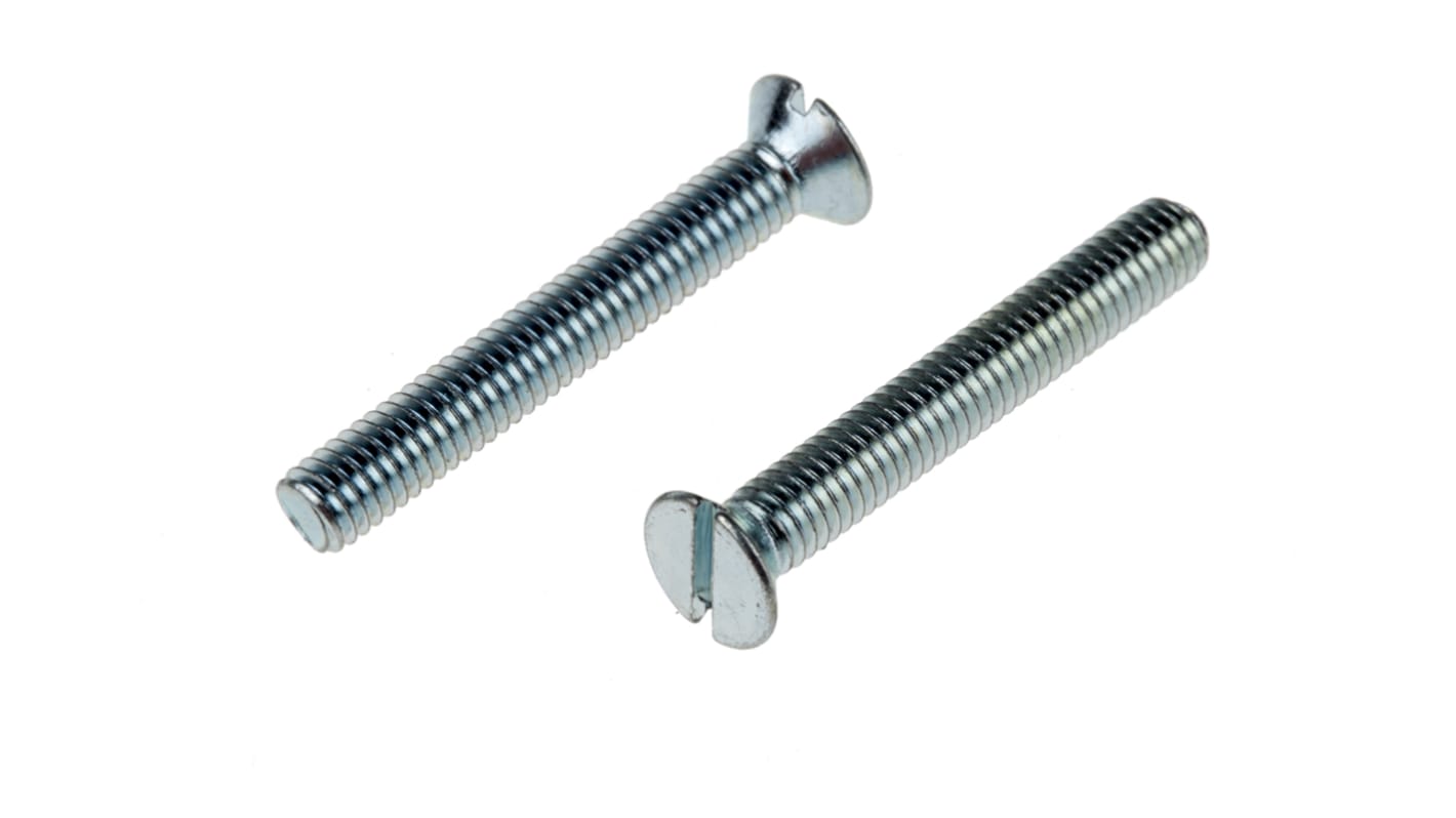 RS PRO Slot Countersunk Steel Machine Screws DIN 963, M3.5x25.0mm