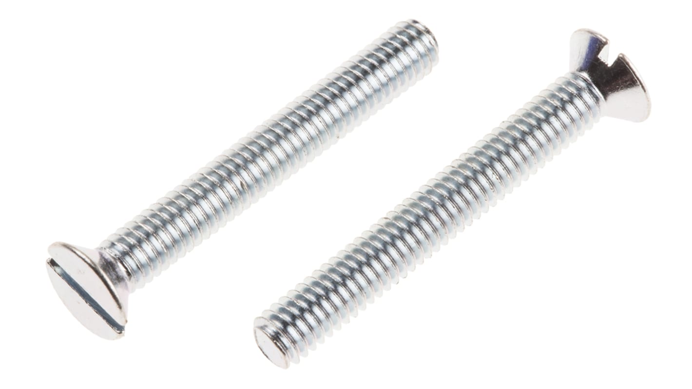 RS PRO Slot Countersunk Steel Machine Screws DIN 963 x 30.0mm