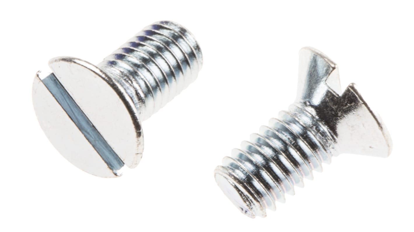RS PRO Slot Countersunk Steel Machine Screws DIN 963, M5x10.0mm