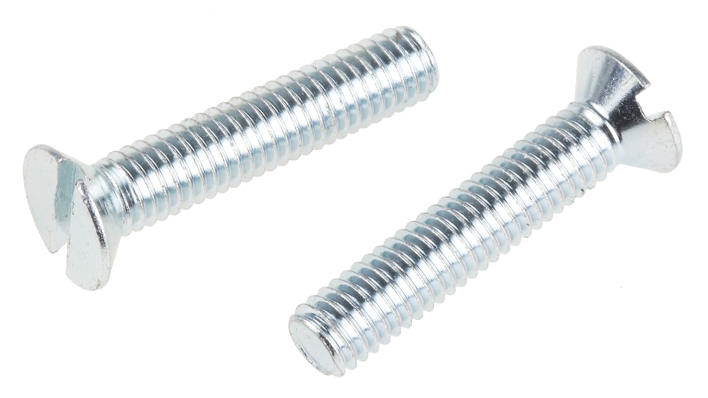 RS PRO Senkkopf Schlitz Schrauben verzinkt, M6 x 30.0mm Stahl