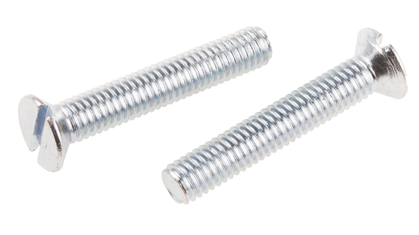 RS PRO Slot Countersunk Steel Machine Screws DIN 963, M6x35.0mm