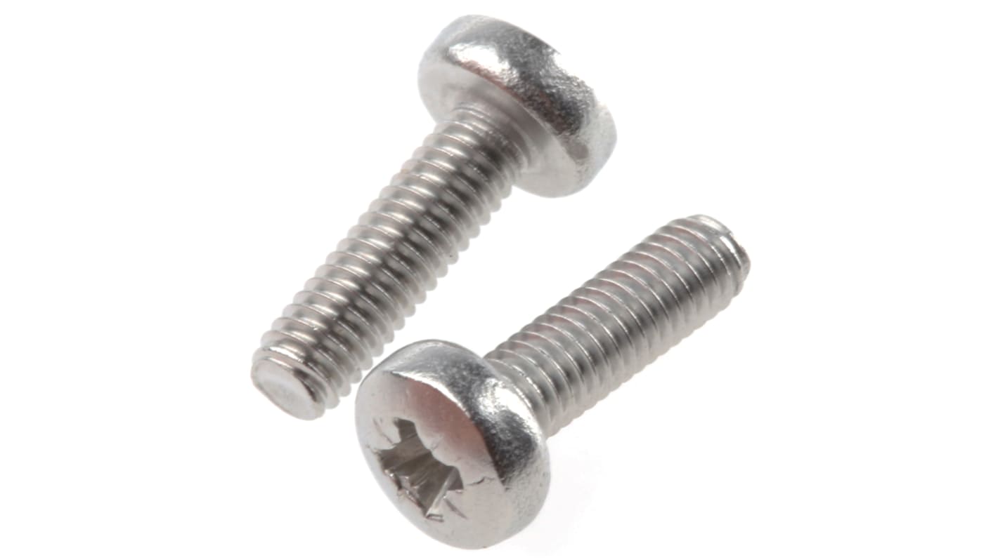 RS PRO Pozidriv Pan Steel Machine Screws DIN 7985Z, M5x8.0mm