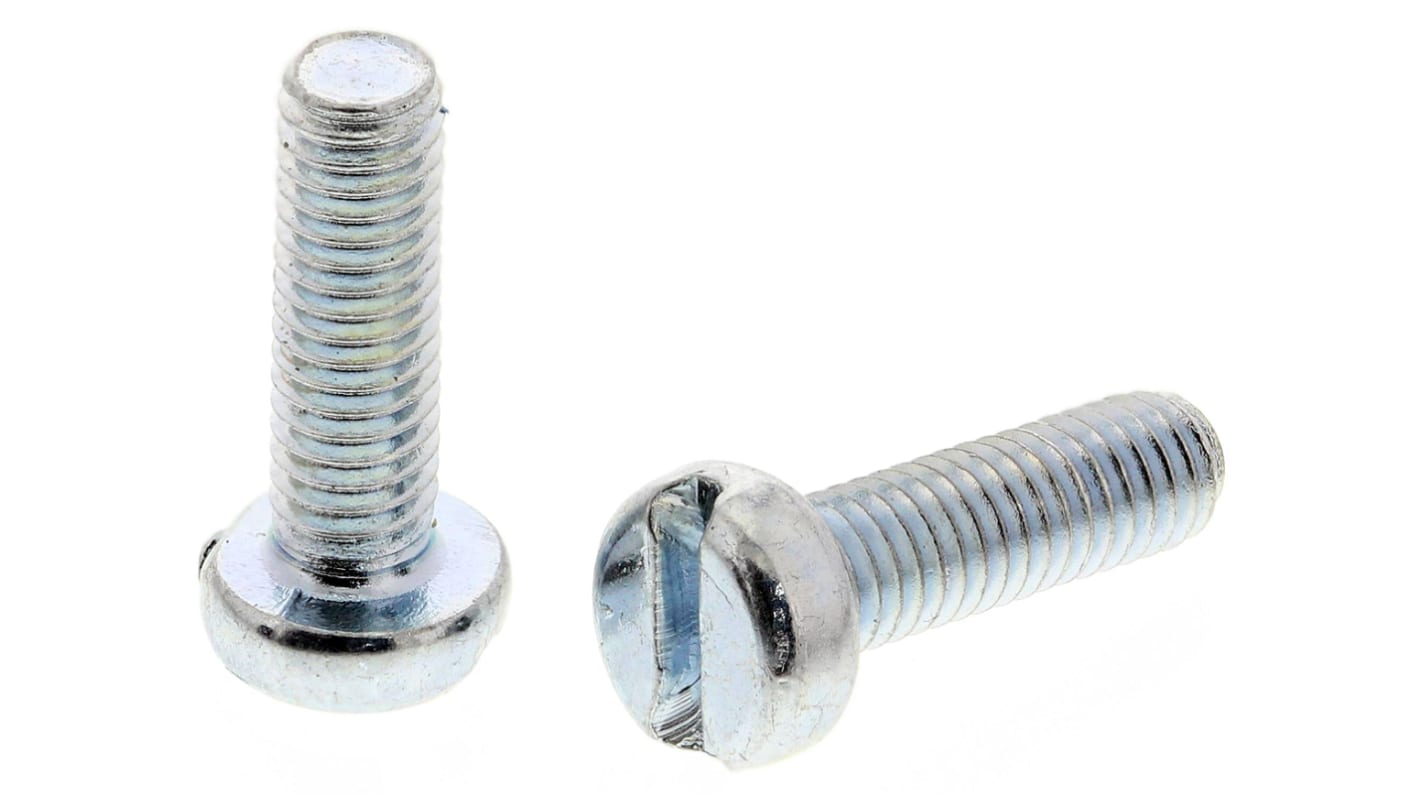 RS PRO Zylinderkopf Schlitz Schrauben verzinkt, M5 x 6.0mm Stahl