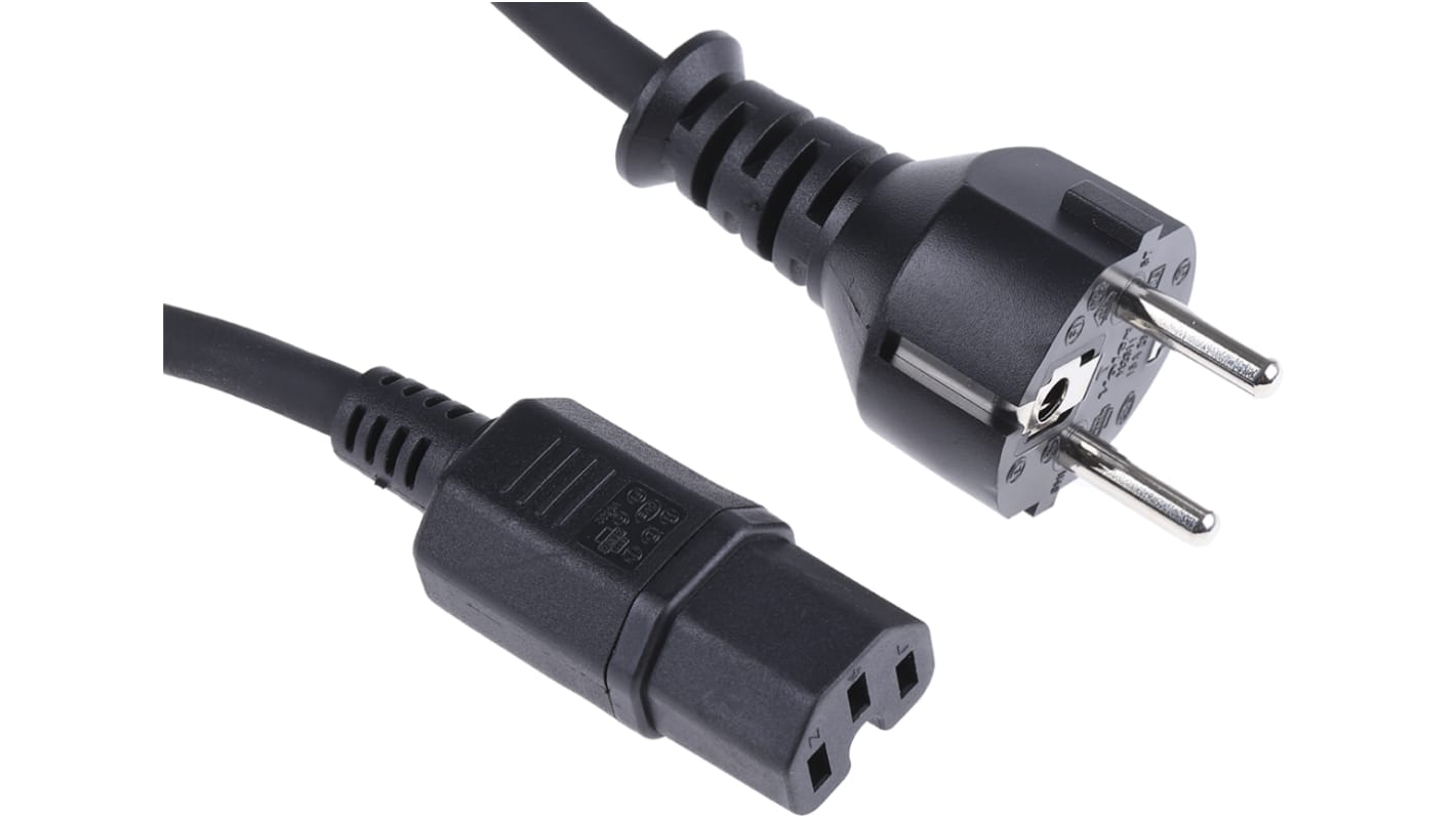 RS PRO Konfektioniertes Stromkabel, A IEC C15 / Buchse, B Typ F Deutscher Schutzkontakt-Stecker / Stecker, 16 A, 2m
