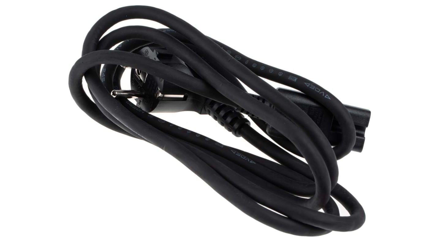 RS PRO Konfektioniertes Stromkabel, A IEC C15 / Buchse, B CEE 7/7 / Stecker, 10 A, 2m Schwarz,  250 V