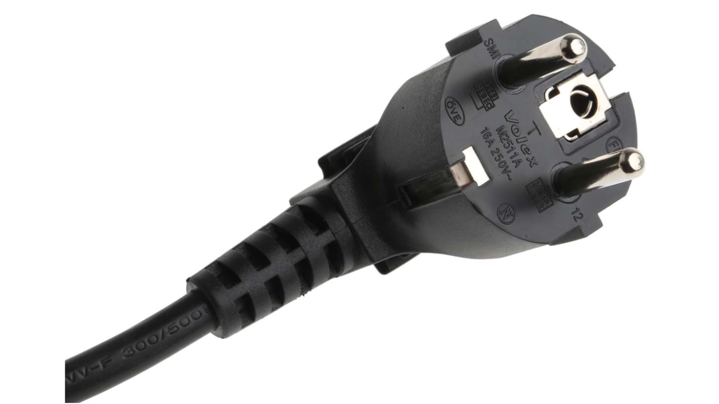 RS PRO Konfektioniertes Stromkabel, A offenes Ende, B Typ F Deutscher Schutzkontakt-Stecker / Stecker, 10 A, 2.5m