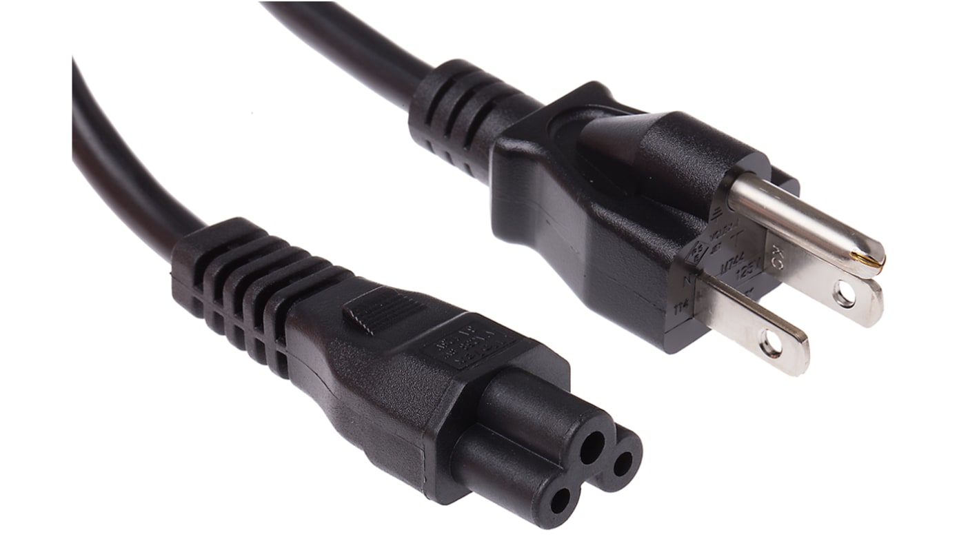 RS PRO IEC C5 Socket to Type B Japanese Plug Power Cord, 2m