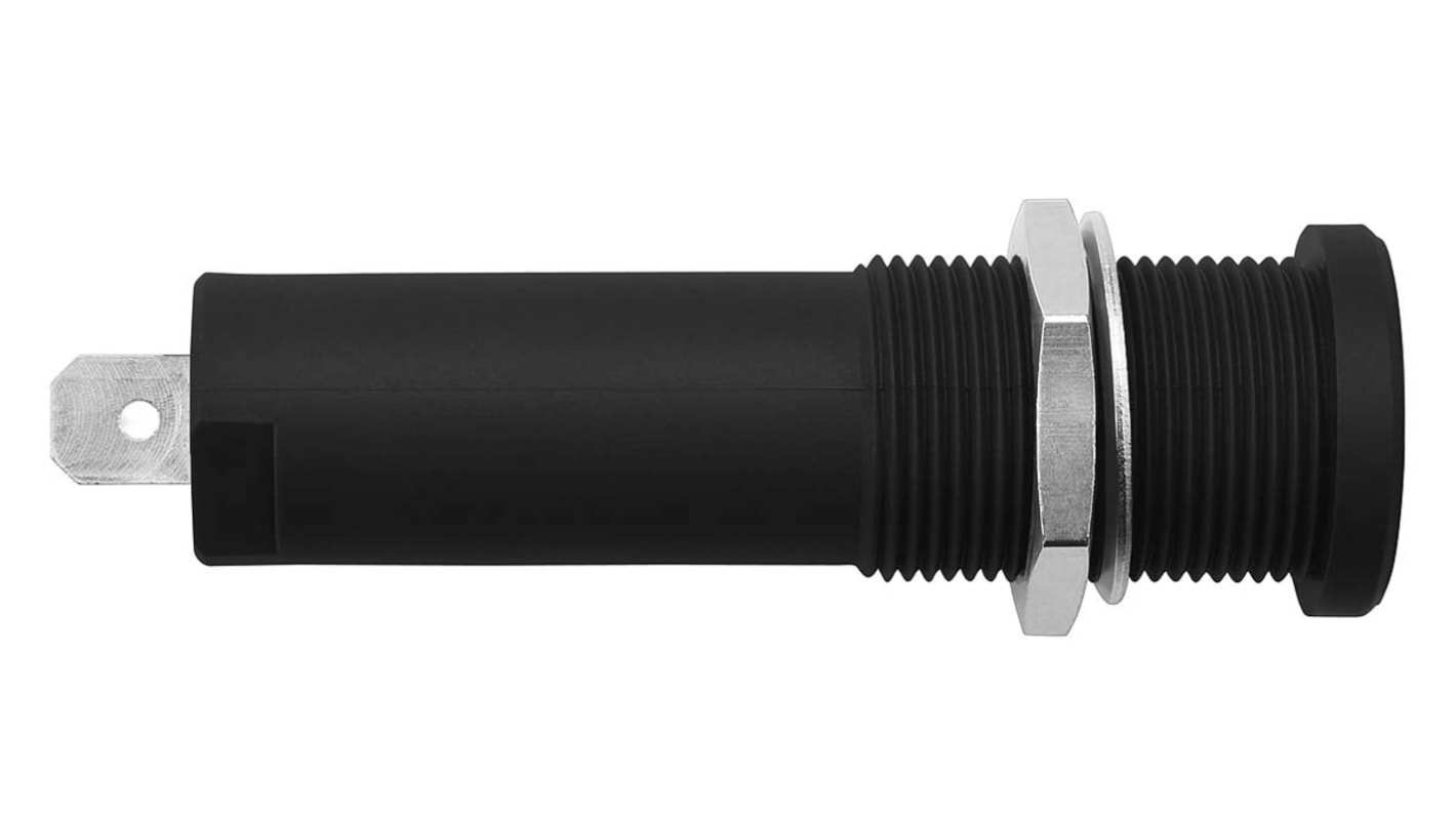 Schutzinger Black Female Banana Socket, 4 mm Connector, Tab Termination, 16A, 1000V, Nickel Plating