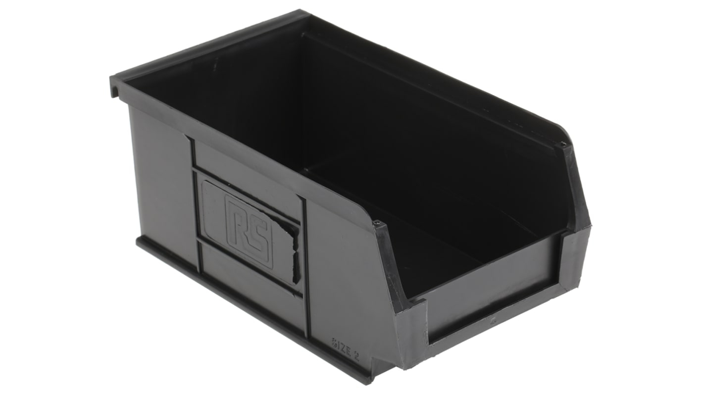 RS PRO 黑色PP零件盒, 100mm宽 x 75mm高 x 165mm深