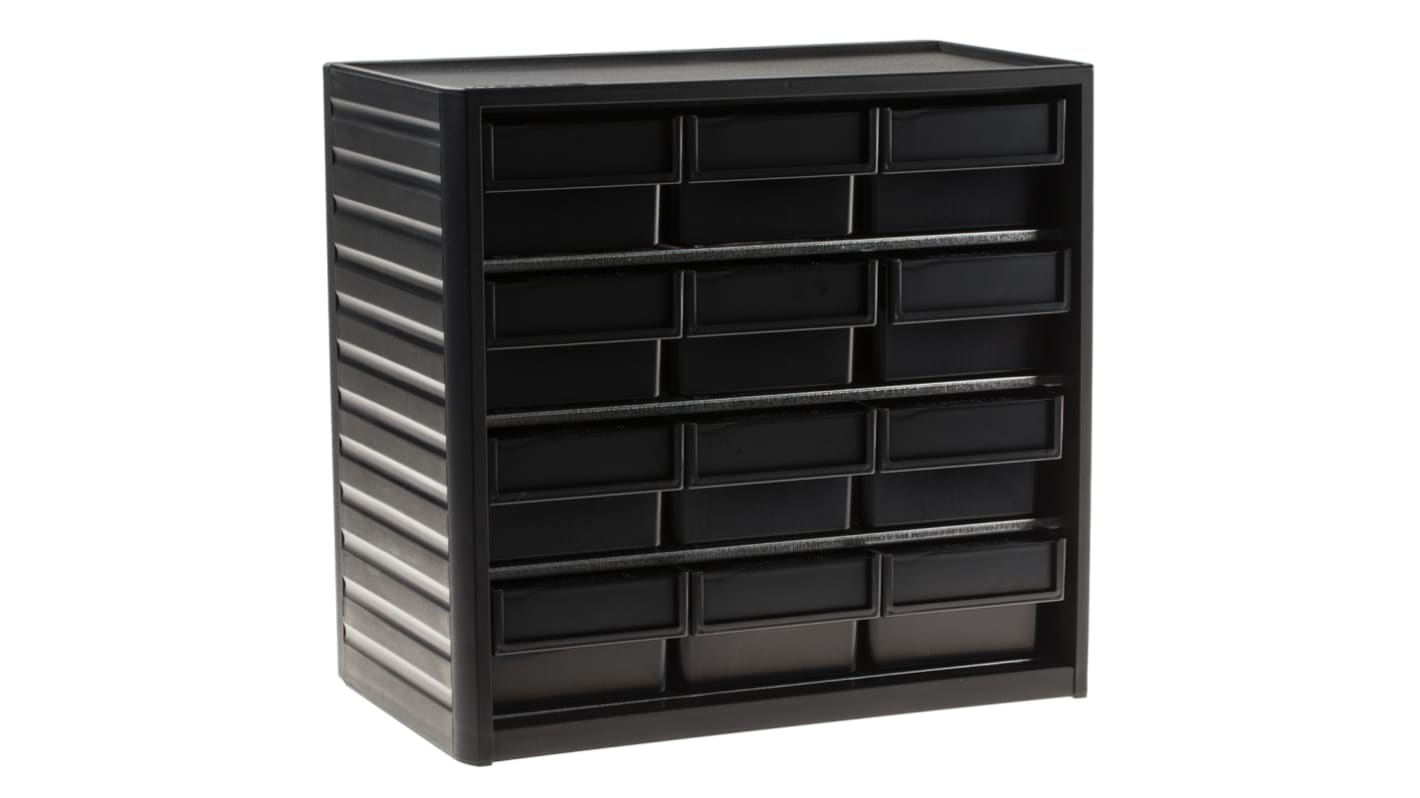 RS PRO 12 Drawer ESD Cabinet, 290 x 310 x 180mm