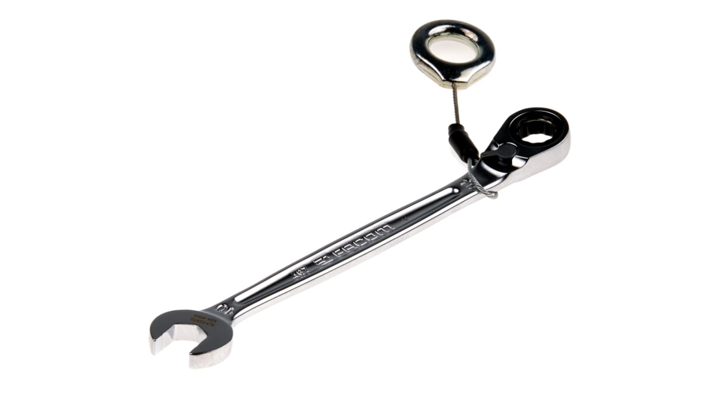 Chiave combinata a cricchetto Facom, lungh. 158 mm, bocca poligonale 10mm