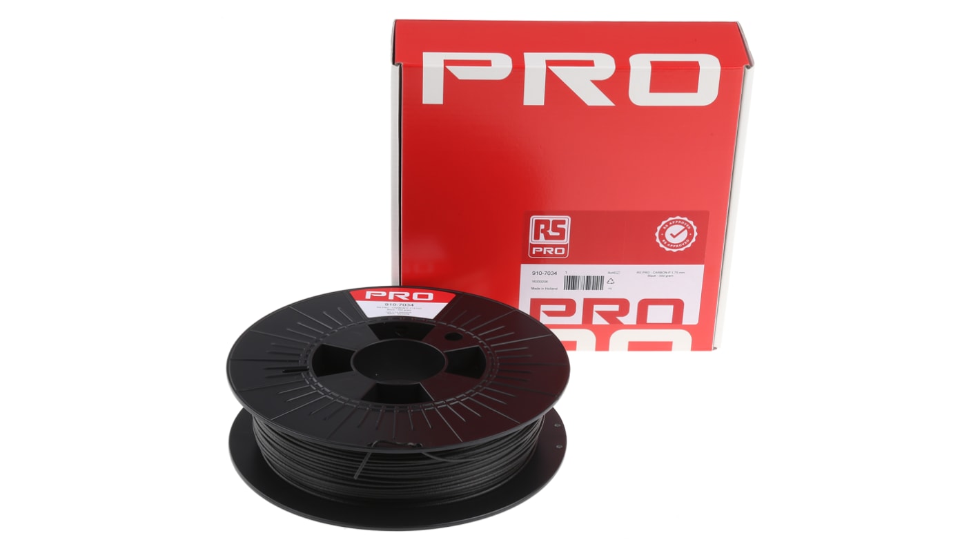 RS PRO 1.75mm Black CARBON-P 3D Printer Filament, 500g