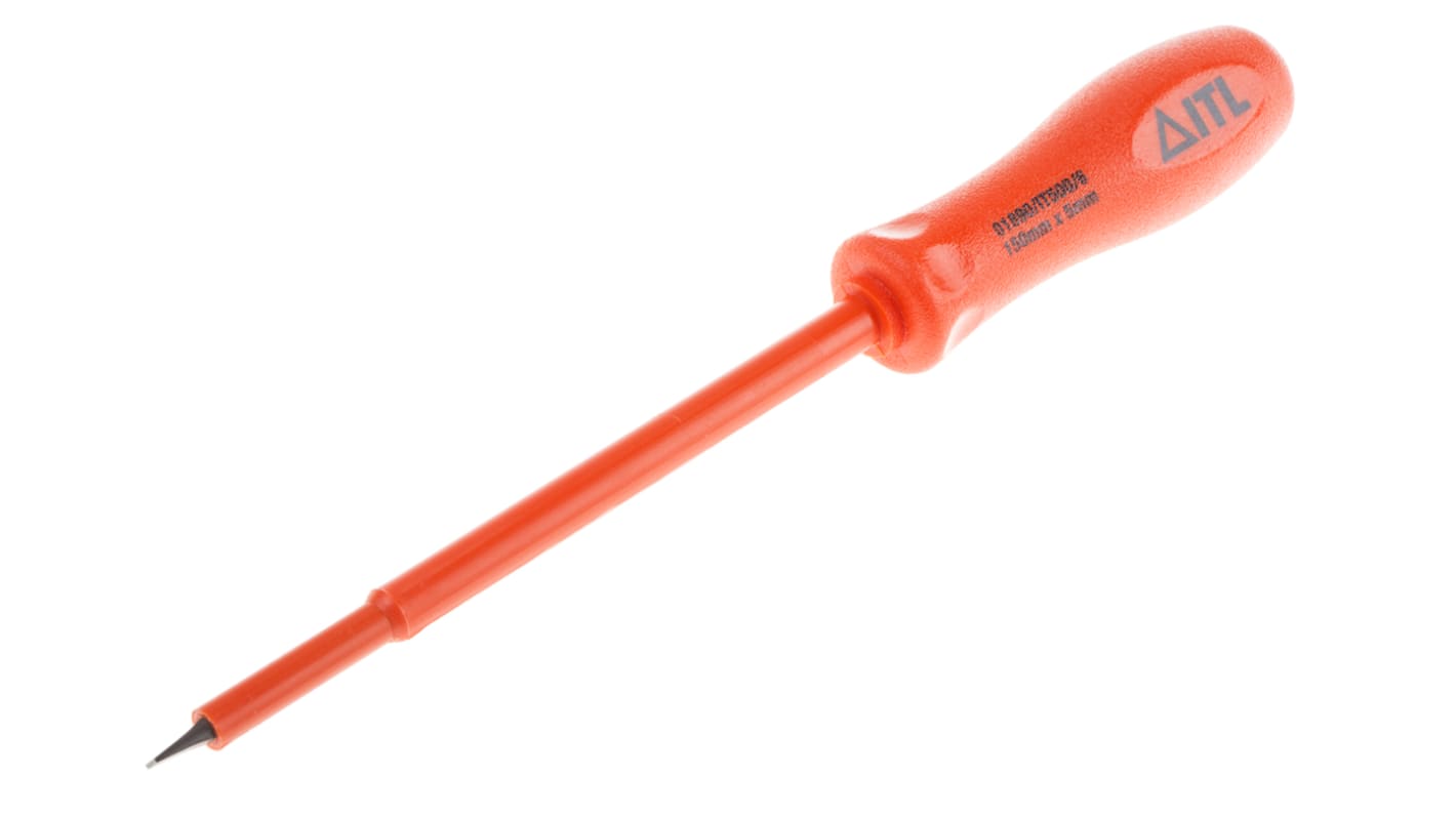 ITL Insulated Tools Ltd Slotted Insulated Screwdriver, 5 x 1 mm Tip, 150 mm Blade, VDE/1000V, 227 mm Overall