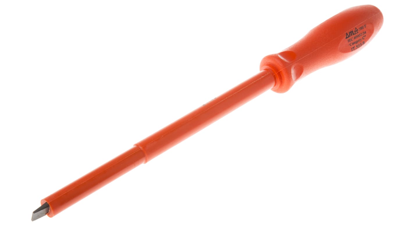 ITL Insulated Tools Ltd Slotted Insulated Screwdriver, 10 x 1.6 mm Tip, 203 mm Blade, VDE/1000V, 317 mm Overall