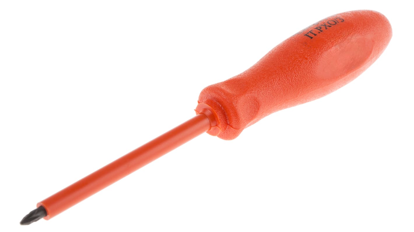 ITL Insulated Tools Ltd 米字绝缘螺丝刀, PZ0规格, 75 mm刀长, 150 mm总长, 合金钢刀片