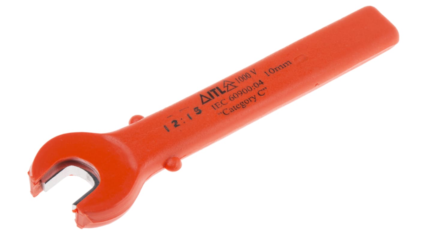 ITL Insulated Tools Ltd 开口扳手, 10mm, 总长180 mm, 绝缘, 铬钒钢制