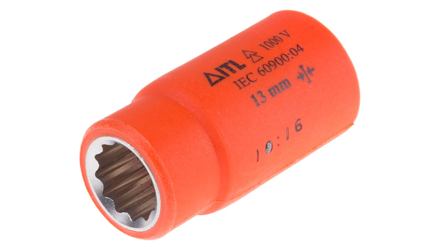 ITL Insulated Tools Ltd 1/2 in Drive 13mm Insulated Standard Socket, 12 point, VDE/1000V, 50 mm Overall Length