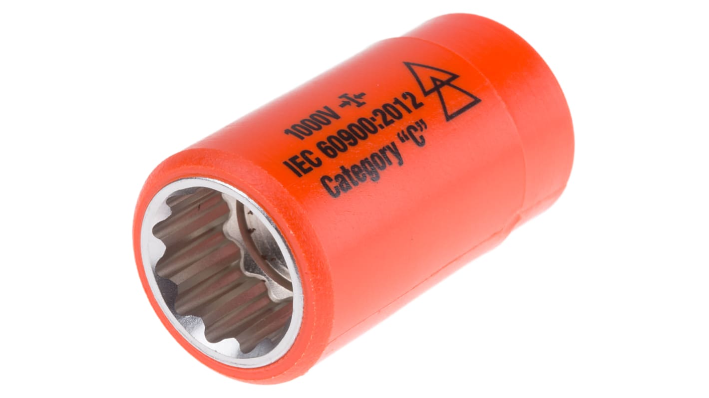 Nástrčná hlavice 1/2 palce pohon 17mm Izolovaná standardní zásuvka izolovaný, celková délka: 27 mm ITL Insulated Tools