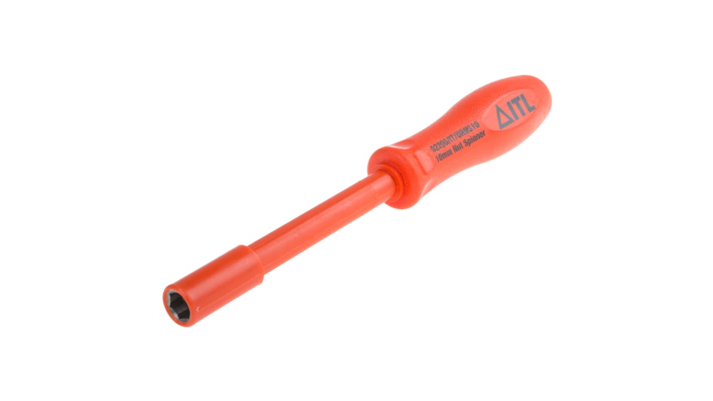 ITL Insulated Tools Ltd 外六角套筒螺丝刀, 绝缘, 10 mm刀头, 钢刀杆, 塑料手柄, 105 mm刀杆长, 265 mm总长