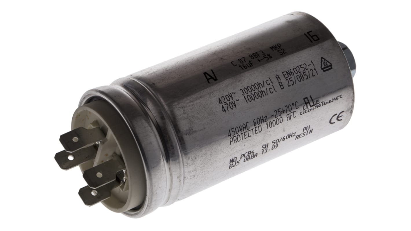 KEMET C87 Polypropylene Film Capacitor, 450V ac, ±5%, 16μF