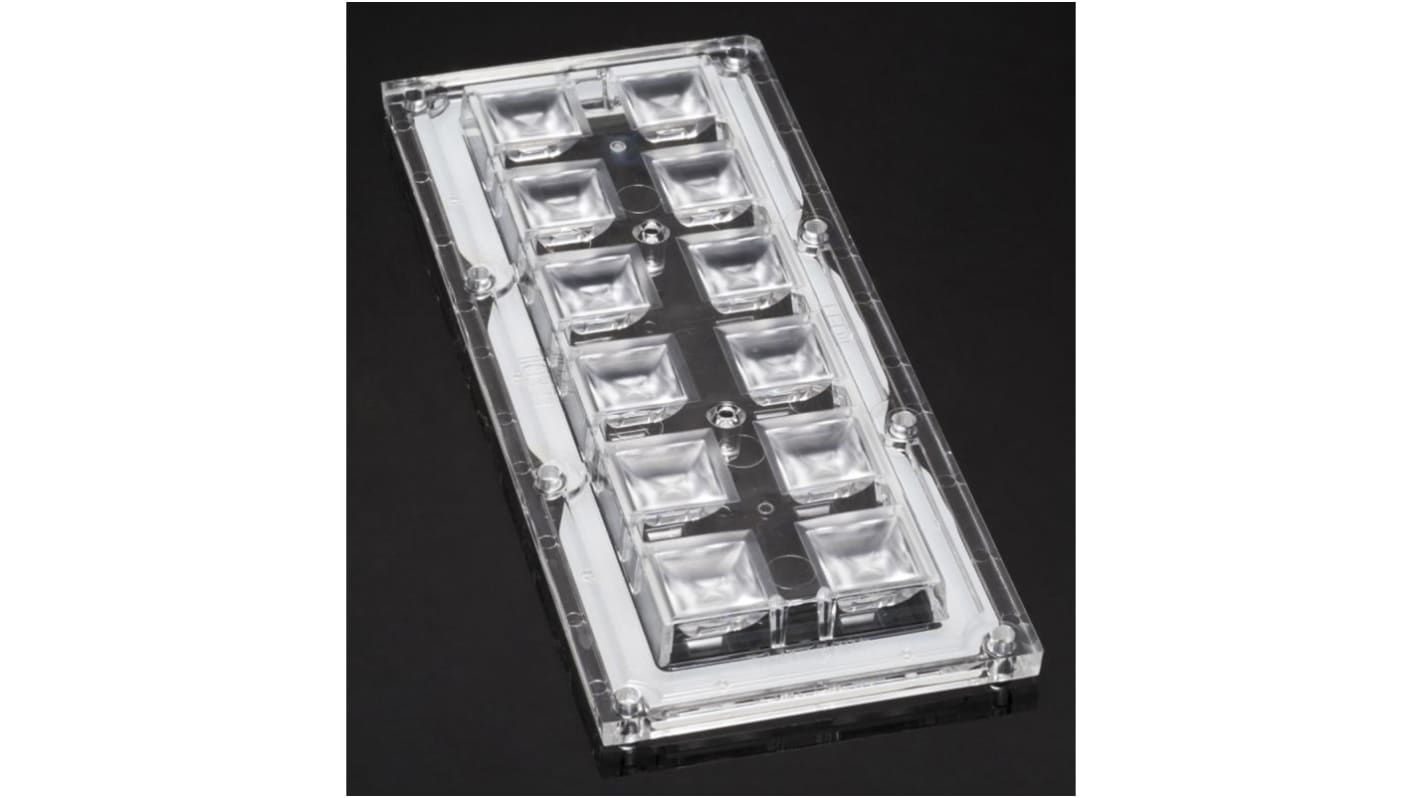 Lente LED Ledil, 12 LEDs, 173 x 71.4 x 11.4mm, Rectangular, para LED cuadrado Oslon PC, Serie High Bay