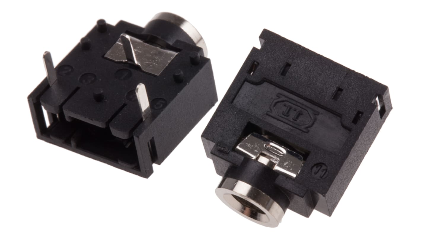 Conector jack estéreo de 3.5 mm Ángulo de 90° Hembra RS PRO, Montaje en PCB