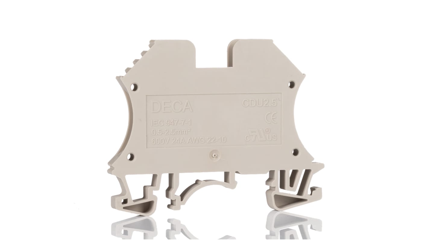 Morsettiera per guida DIN RS PRO, Beige, , 24A
