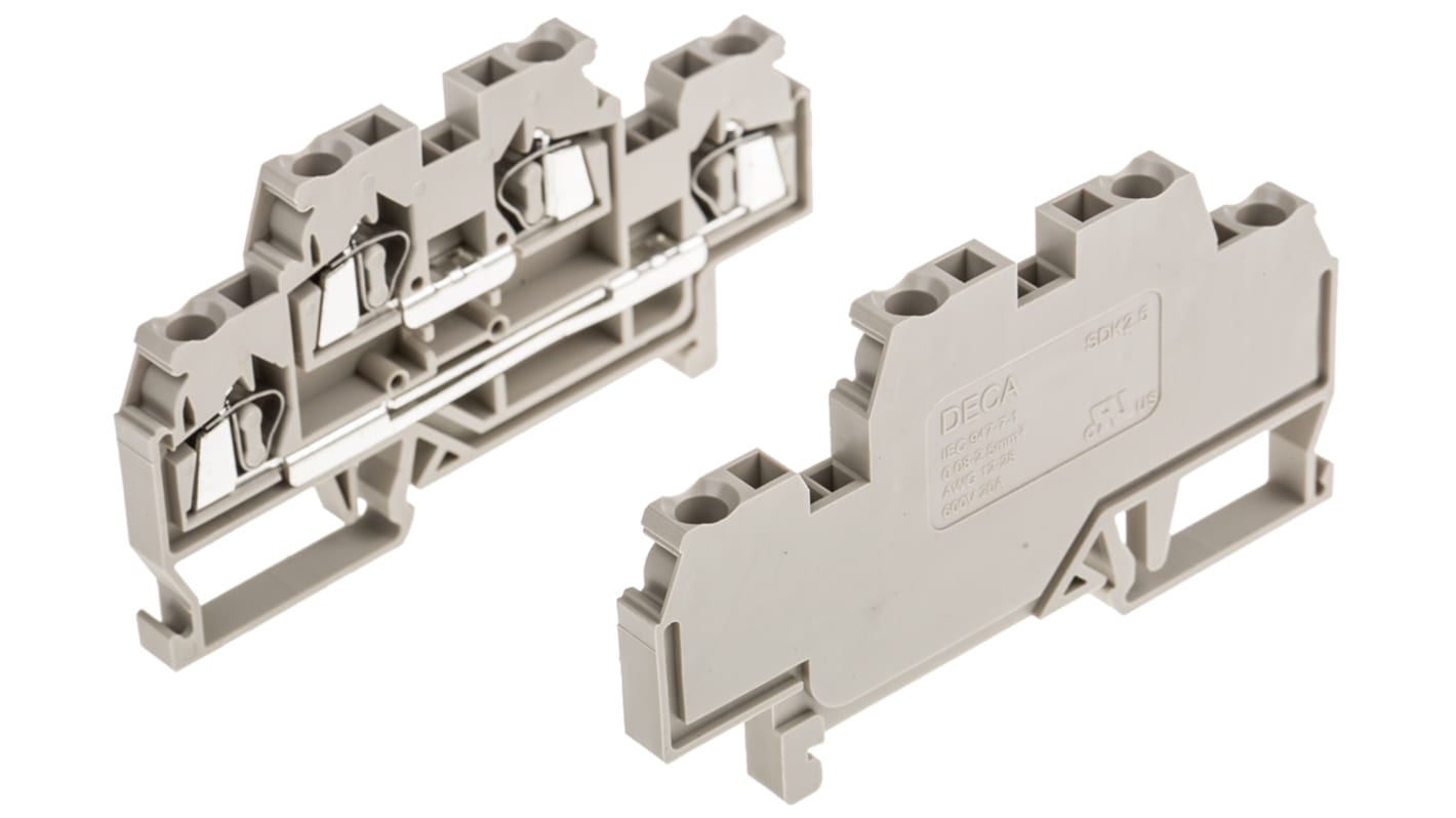 RS PRO Beige, 2.5mm², Double-Level, Spring Clamp Termination