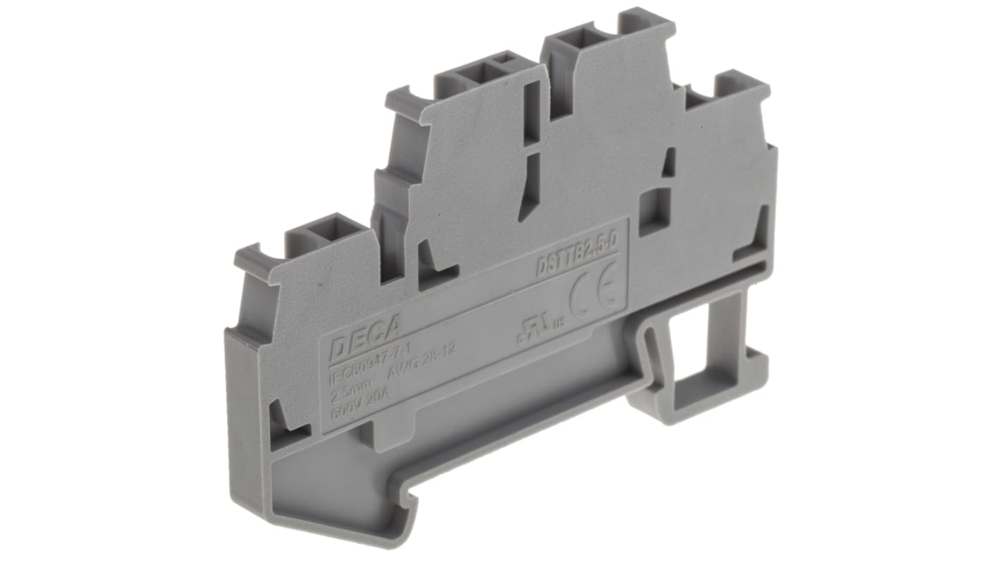 Bloc de jonction à deux étages RS PRO, 2.5mm², Gris