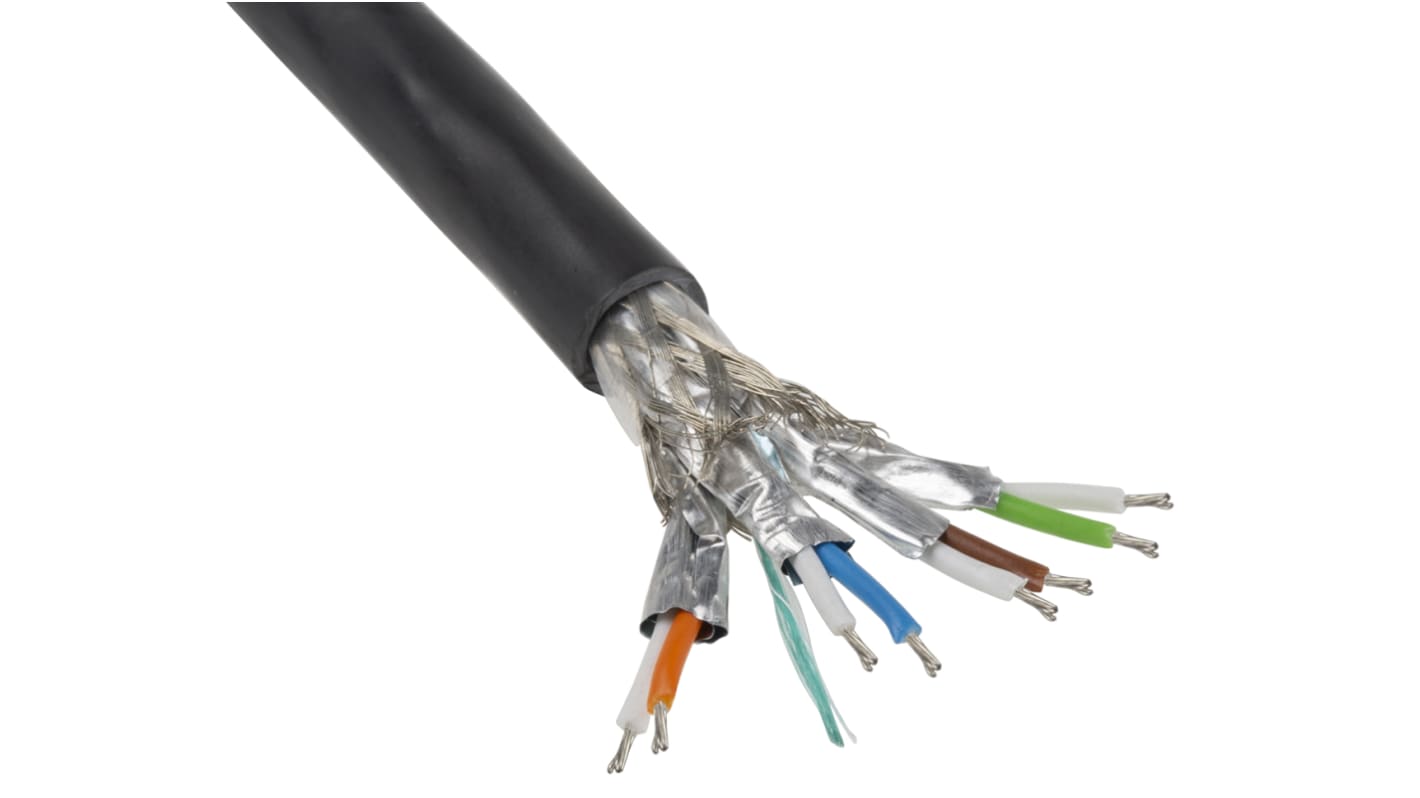 HARTING Cat7 Ethernet Cable, SF/FTP, Black LSZH Sheath, 100m, Flame Retardant, Low Smoke Zero Halogen (LSZH)