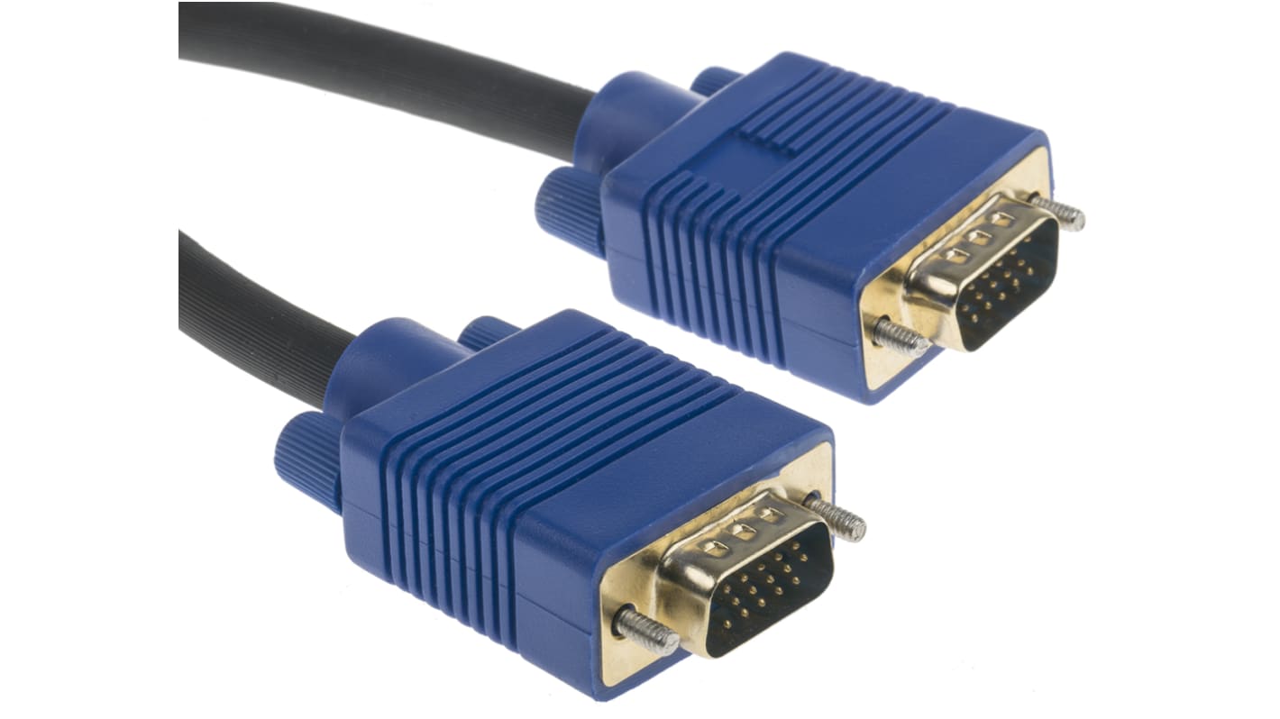 Kabel VGA złącze A Męskie złącze B Męskie długość 3m Czarny RS PRO PVC