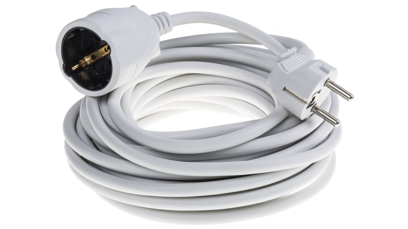 RS PRO 10m 1 Socket Type F - German Schuko Extension Lead, 250 V