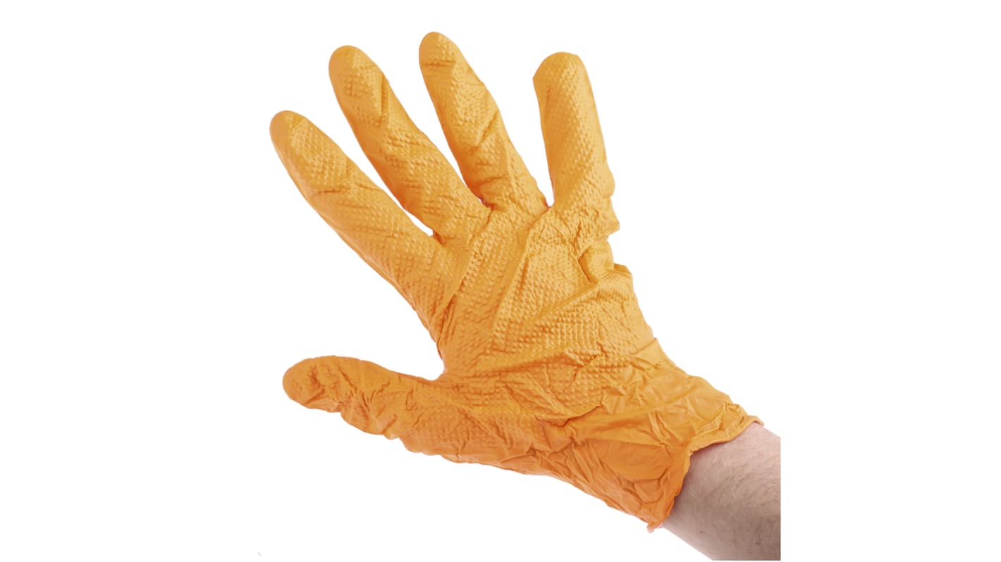 BM Polyco Finite Orange Powder-Free Nitrile Disposable Gloves, Size 9, Large, Food Safe, 90 per Pack