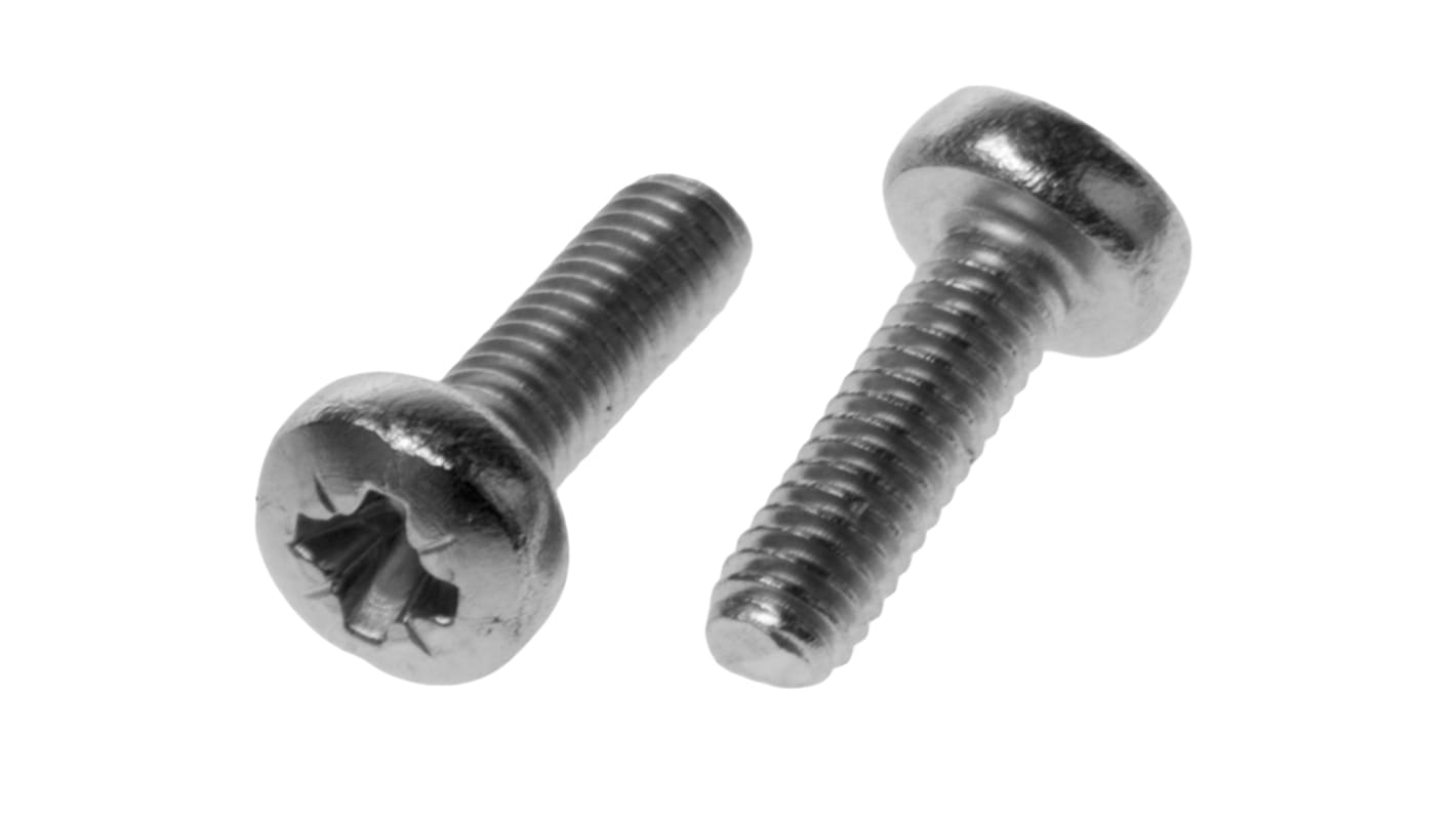 RS PRO Pozi Pan A2 304 Stainless Steel Machine Screws DIN 7985, M2.5x8.0mm