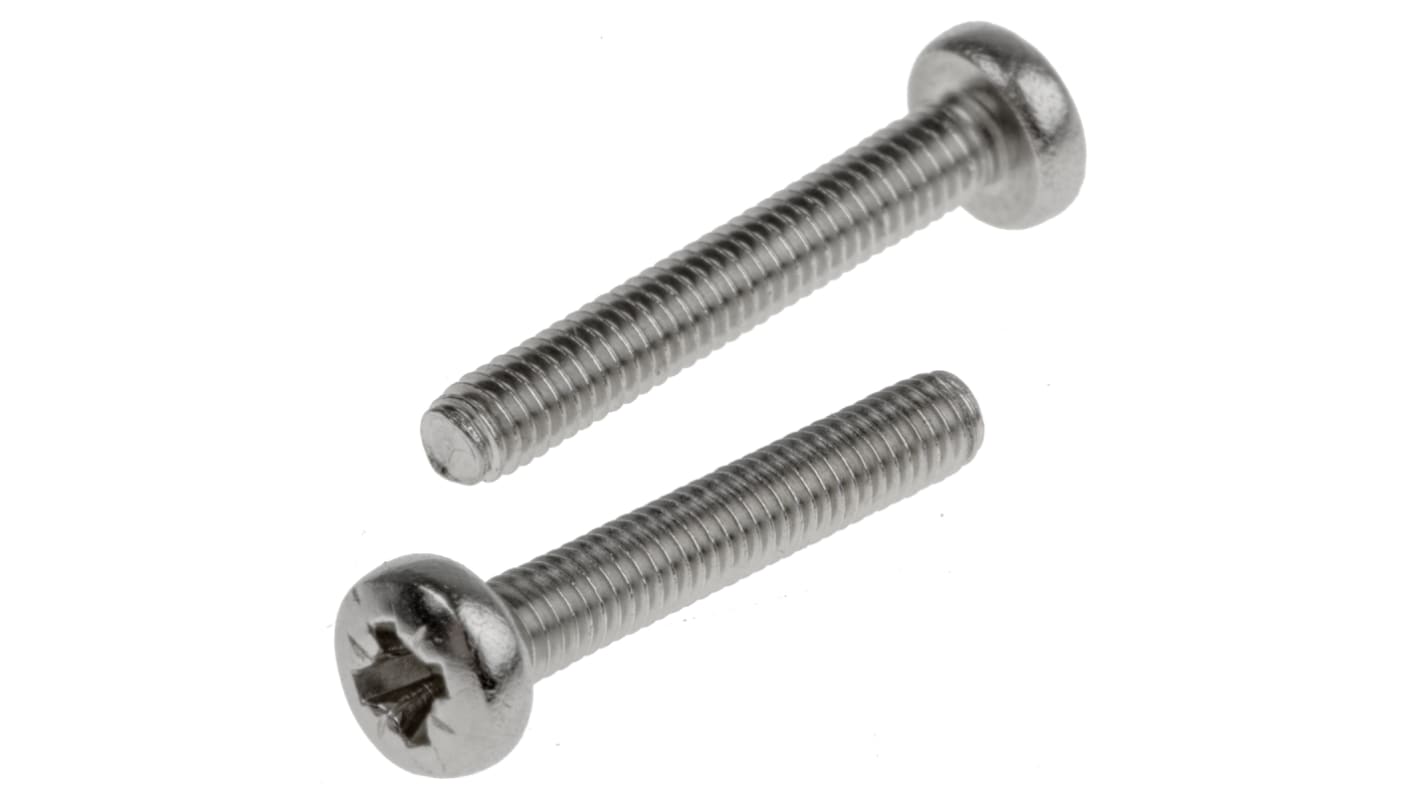 RS PRO Linsenkopf Pozi Schrauben A2, M2.5 x 16.0mm Edelstahl