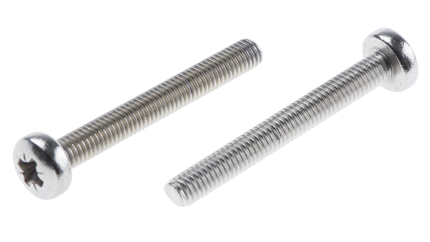 Tornillo de cabeza alomada con huella Pozi RS PRO M3 x 25.0mm, paso de rosca 0.50mm, de Acero Inoxidable