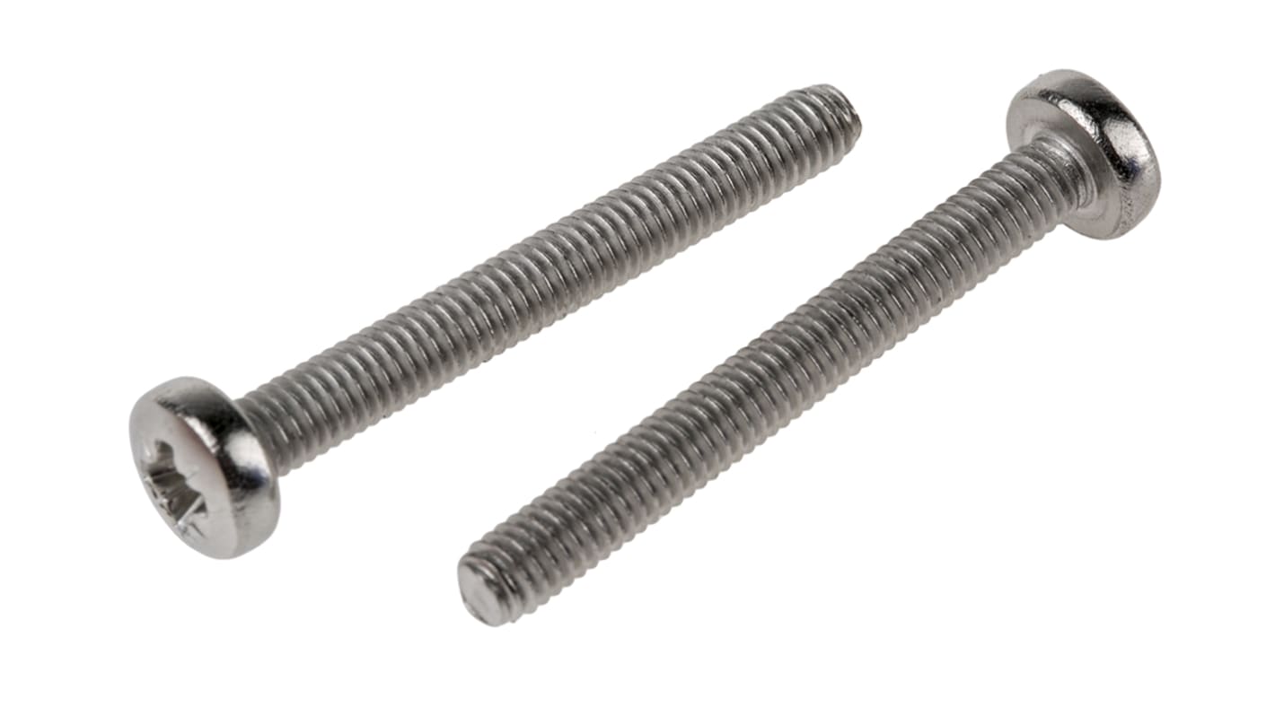 RS PRO Pozi Pan A2 304 Stainless Steel Machine Screws DIN 7985, M3x30mm