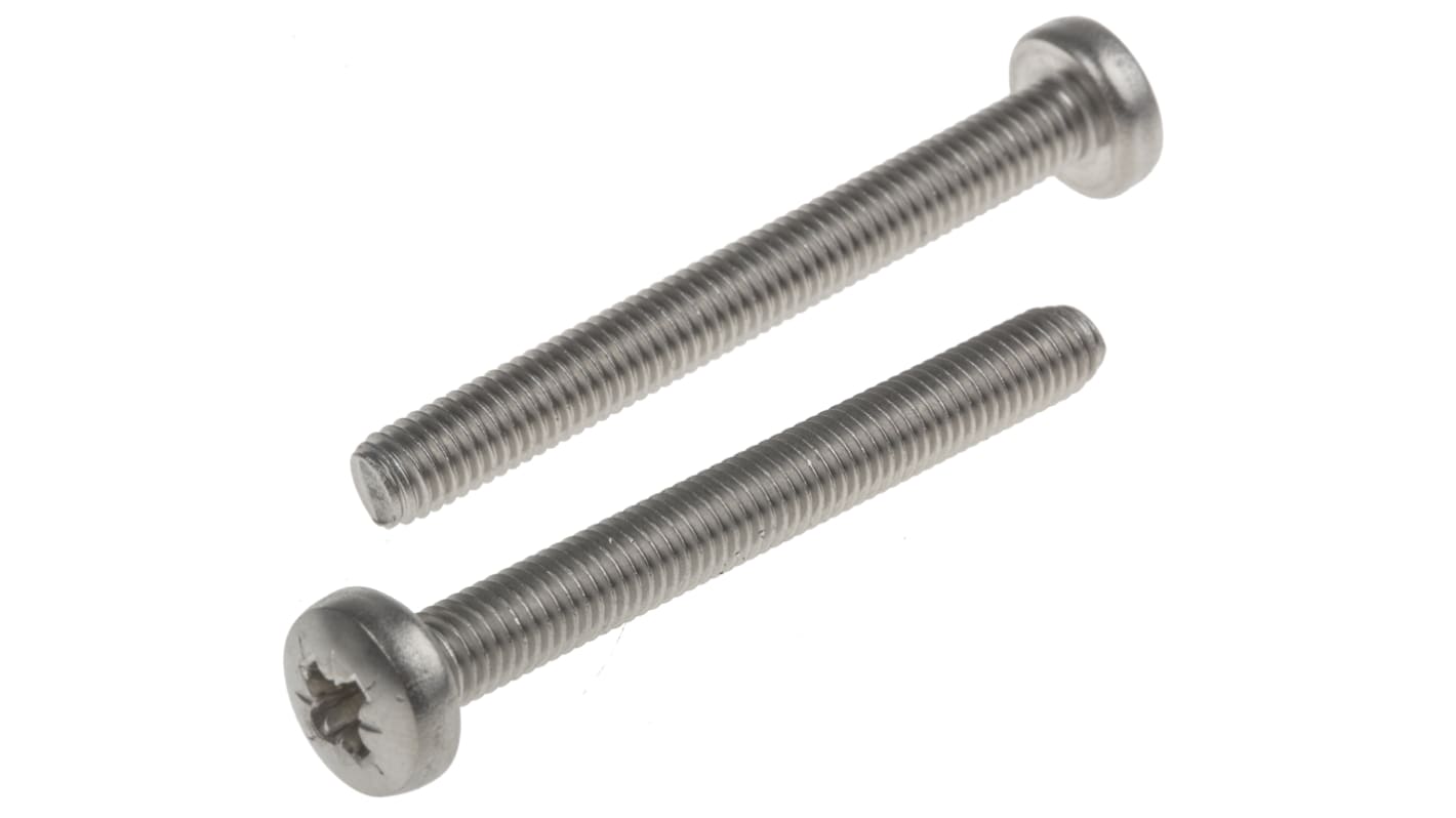 RS PRO Pozi Pan A2 304 Stainless Steel Machine Screws DIN 7985 x 45.0mm