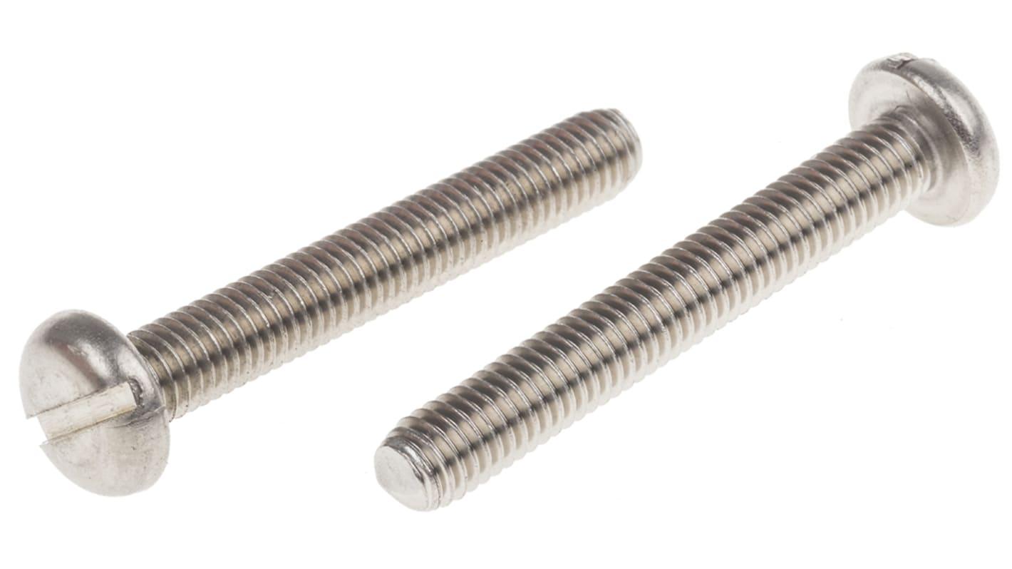 RS PRO Slot Pan A2 304 Stainless Steel Machine Screws DIN 85 x 35.0mm