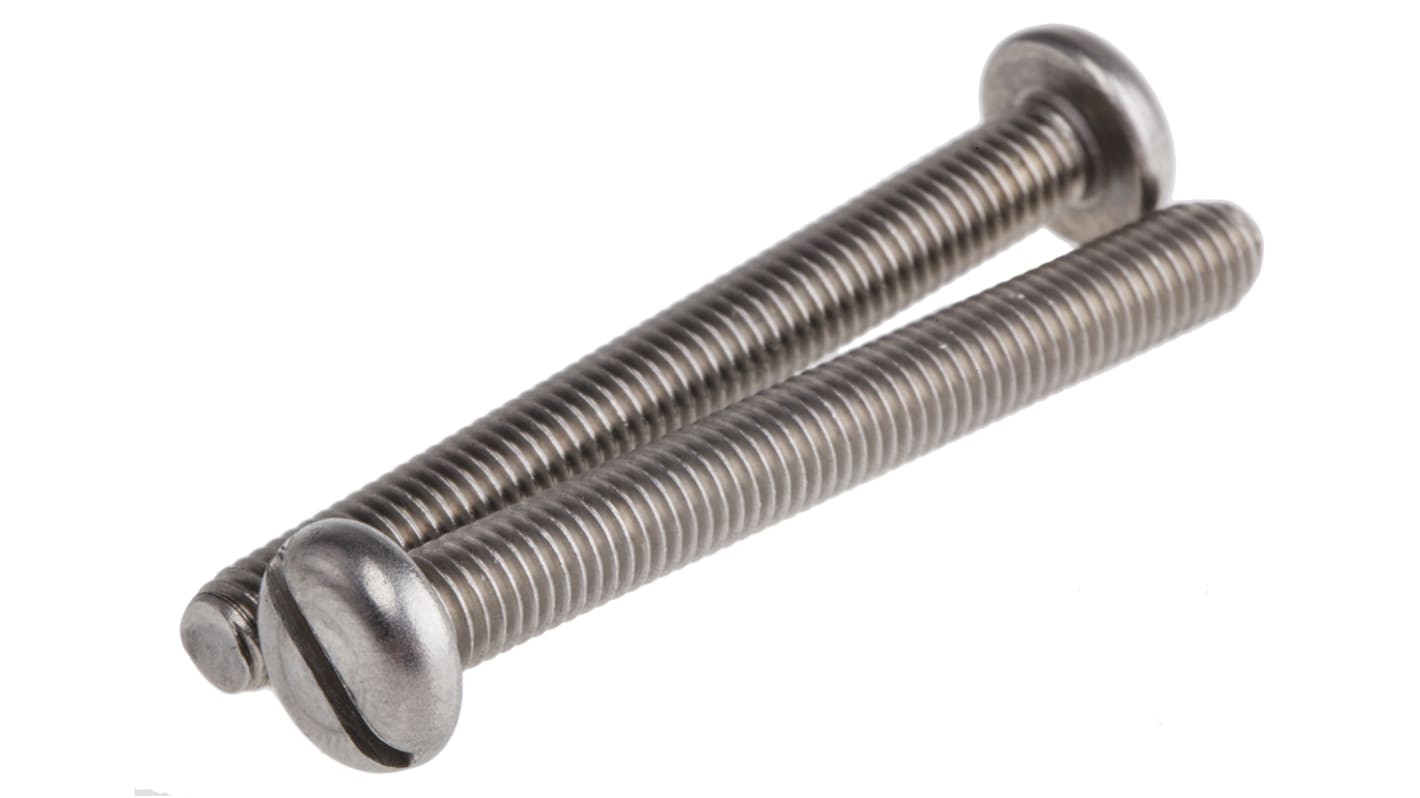 RS PRO Slot Pan A2 304 Stainless Steel Machine Screws DIN 85, M5x45.0mm