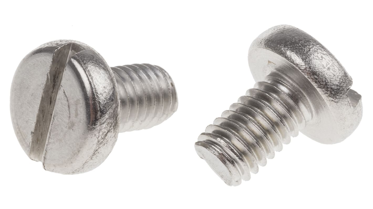 RS PRO Slot Pan A2 304 Stainless Steel Machine Screws DIN 85 x 10.0mm
